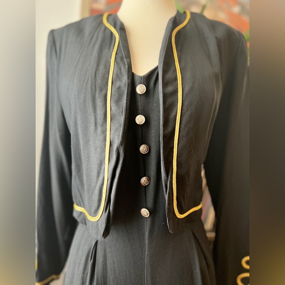 One piece navy and gold nautical, androgenous, jumpsuit size 6 made in USA - Picture 3 of 8